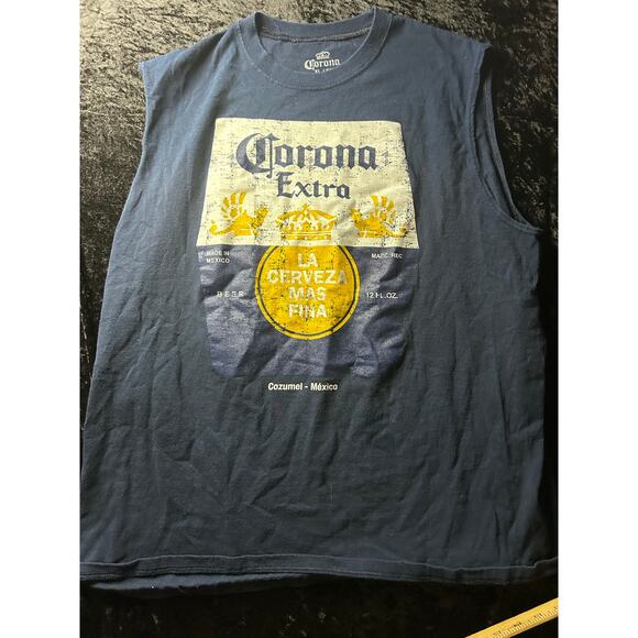 Corona Beer Sleeveless T-Shirt Men’s XL Blue Muscle Tank - Picture 1 of 4